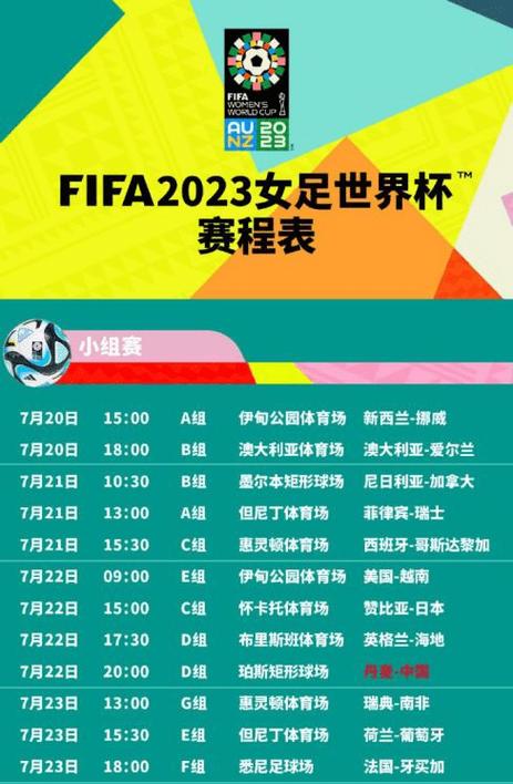 女足世界杯2023赛程表格的相关图片